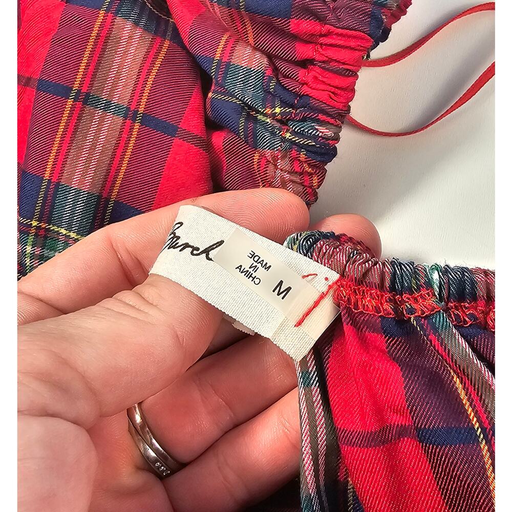 phoebe check puff sleeve mini dress in red multi tartan holiday Christmas M - Picture 6 of 10